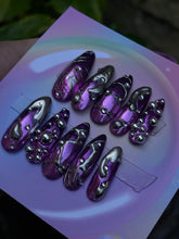 Load image into Gallery viewer, Gradient Chrome 3D Pink Purple Silver Press On Nail Set
