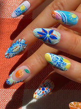 Load image into Gallery viewer, Lisbon - Mix Match Luxury Press On Nail Set - Portuguese tiles fruit matte sangria