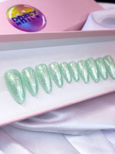 Load image into Gallery viewer, Aquamarine - Glitter Turquoise Luxury Press On Nail Set - Classics Collection 005