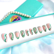 Load image into Gallery viewer, Lily Pad - Green Abstract Luxury Press On Nail Set - Deluxe Collection 004