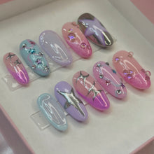 Load image into Gallery viewer, Sugargloss - Mix n Match Pink Silver chrome Luxury Press On Nails - Deluxe Nail art Collection