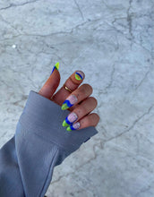 Load image into Gallery viewer, Blueberry Lime Pie - Neon Yellow Green Jelly French Tips Luxury Press On Nail Set - Deluxe Collection 010
