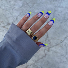 Load image into Gallery viewer, Blueberry Lime Pie - Neon Yellow Green Jelly French Tips Luxury Press On Nail Set - Deluxe Collection 010