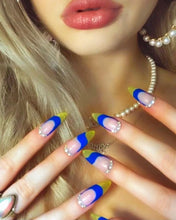 Load image into Gallery viewer, Blueberry Lime Pie - Neon Yellow Green Jelly French Tips Luxury Press On Nail Set - Deluxe Collection 010