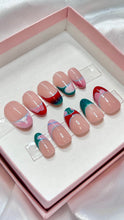 Load image into Gallery viewer, Gradient Abstract French Tips - Green Pink Luxury Press On Nail Set - Deluxe Collection