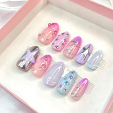 Load image into Gallery viewer, Sugargloss - Mix n Match Pink Silver chrome Luxury Press On Nails - Deluxe Nail art Collection