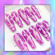 Load image into Gallery viewer, Pink Pearl - 3D Chrome Luxury Press On Nail Set - Deluxe Nail art Collection 035