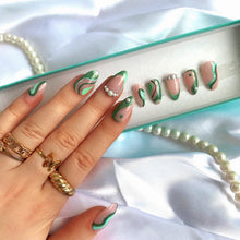 Load image into Gallery viewer, Lily Pad - Green Abstract Luxury Press On Nail Set - Deluxe Collection 004