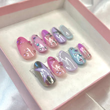 Load image into Gallery viewer, Sugargloss - Mix n Match Pink Silver chrome Luxury Press On Nails - Deluxe Nail art Collection