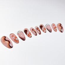 Load image into Gallery viewer, Chococino - Brown Abstract Luxury Press On Nail Set - Deluxe Collection 021