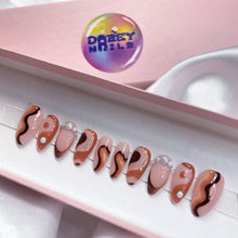 Load image into Gallery viewer, Chococino - Brown Abstract Luxury Press On Nail Set - Deluxe Collection 021