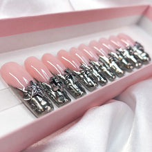 Load image into Gallery viewer, Chrome Drops - 3D Embellished Luxury Press On Nail Set - Deluxe Nail art Collection 024