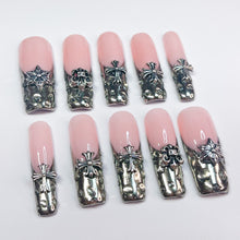 Load image into Gallery viewer, Chrome Drops - 3D Embellished Luxury Press On Nail Set - Deluxe Nail art Collection 024