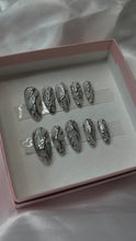 Load image into Gallery viewer, Chroma - Metallic Silver Abstract Luxury Press On Nail Set - Colourpop Collection Chrome