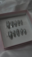 Load image into Gallery viewer, Chroma - Metallic Silver Abstract Luxury Press On Nail Set - Colourpop Collection Chrome