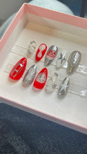 Load image into Gallery viewer, Diesel - Mix n Match Red or Blue Silver Luxury Press On Nail Set - Deluxe Collection