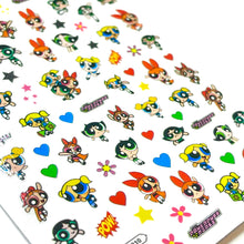 Load image into Gallery viewer, Powerpuff Girls Multicolour Nail Stickers / Decals - PPG Rainbow nail art