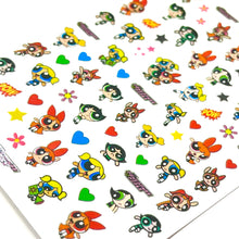 Load image into Gallery viewer, Powerpuff Girls Multicolour Nail Stickers / Decals - PPG Rainbow nail art
