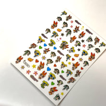 Load and play video in Gallery viewer, Powerpuff Girls Multicolour Nail Stickers / Decals - PPG Rainbow nail art