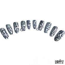 Load image into Gallery viewer, Monogram B&W Press On Nail Set - Super Deluxe 002 /