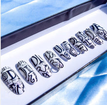 Load image into Gallery viewer, Monogram B&W Press On Nail Set - Super Deluxe 002 /