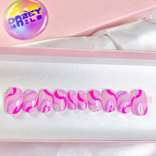 Load image into Gallery viewer, Pink Swirls - Luxury Press-On Nails / Colourpop Collection /pink lilac bright nude translucent minimalistic uk Set