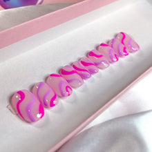 Load image into Gallery viewer, Pink Swirls - Luxury Press-On Nails / Colourpop Collection /pink lilac bright nude translucent minimalistic uk Set