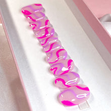 Load image into Gallery viewer, Pink Swirls - Luxury Press-On Nails / Colourpop Collection /pink lilac bright nude translucent minimalistic uk Set