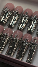 Load image into Gallery viewer, Chrome Drops - 3D Embellished Luxury Press On Nail Set - Deluxe Nail art Collection 024