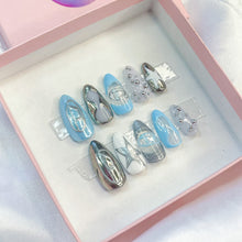 Load image into Gallery viewer, Diesel - Mix n Match Red or Blue Silver Luxury Press On Nail Set - Deluxe Collection