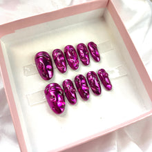 Load image into Gallery viewer, Pink Chrome 3D - Chrome Pink Luxury Press On Nail Set