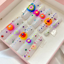 Load image into Gallery viewer, READY TO SHIP: ‘Orbital’ Press On Nails - Size Small - Shape XXL Square