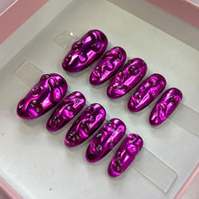 Load image into Gallery viewer, Pink Chrome 3D - Chrome Pink Luxury Press On Nail Set
