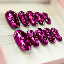Load image into Gallery viewer, Pink Chrome 3D - Chrome Pink Luxury Press On Nail Set