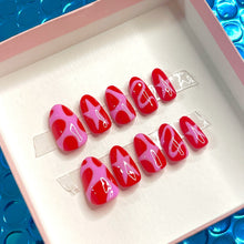 Load image into Gallery viewer, Red Pink Stars Luxury Press-On Nails - Colourpop Collection