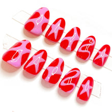 Load image into Gallery viewer, Red Pink Stars Luxury Press-On Nails - Colourpop Collection