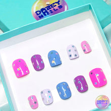 Load image into Gallery viewer, Bubblegum Stars / Multi Pink Silver Reusable Press On Nails - Colourpop Collection 007
