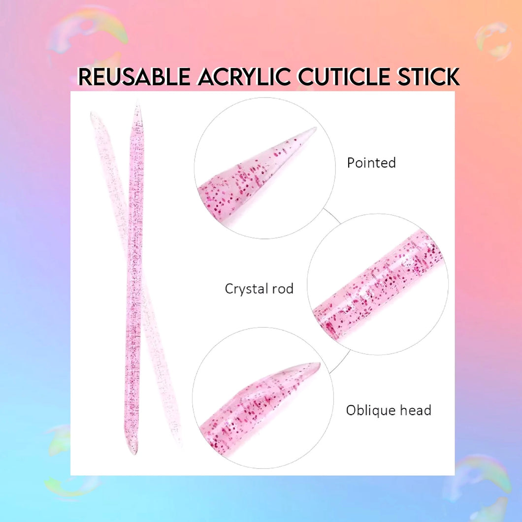 Pink Glitter Acrylic Cuticle Stick / Reusable - Add on purchase only