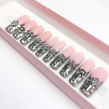 Load image into Gallery viewer, Chrome Drops - 3D Embellished Luxury Press On Nail Set - Deluxe Nail art Collection 024
