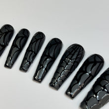 Load image into Gallery viewer, Spiderwebs - Luxury Press-On Black Matte Nails
