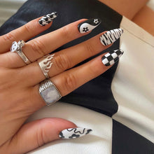 Load image into Gallery viewer, Twiggy - Monochrome Mix N Match - 60s Inspired Luxury Press On Nail Set - Deluxe Collection 009
