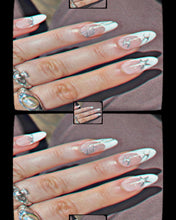 Load image into Gallery viewer, Barbwire - Metallic Silver French Tip Tribal Luxury Press On Nail Set - Colourpop Collection Chrome
