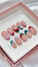 Load image into Gallery viewer, Gradient Abstract French Tips - Green Pink Luxury Press On Nail Set - Deluxe Collection
