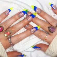 Load image into Gallery viewer, Blueberry Lime Pie - Neon Yellow Green Jelly French Tips Luxury Press On Nail Set - Deluxe Collection 010
