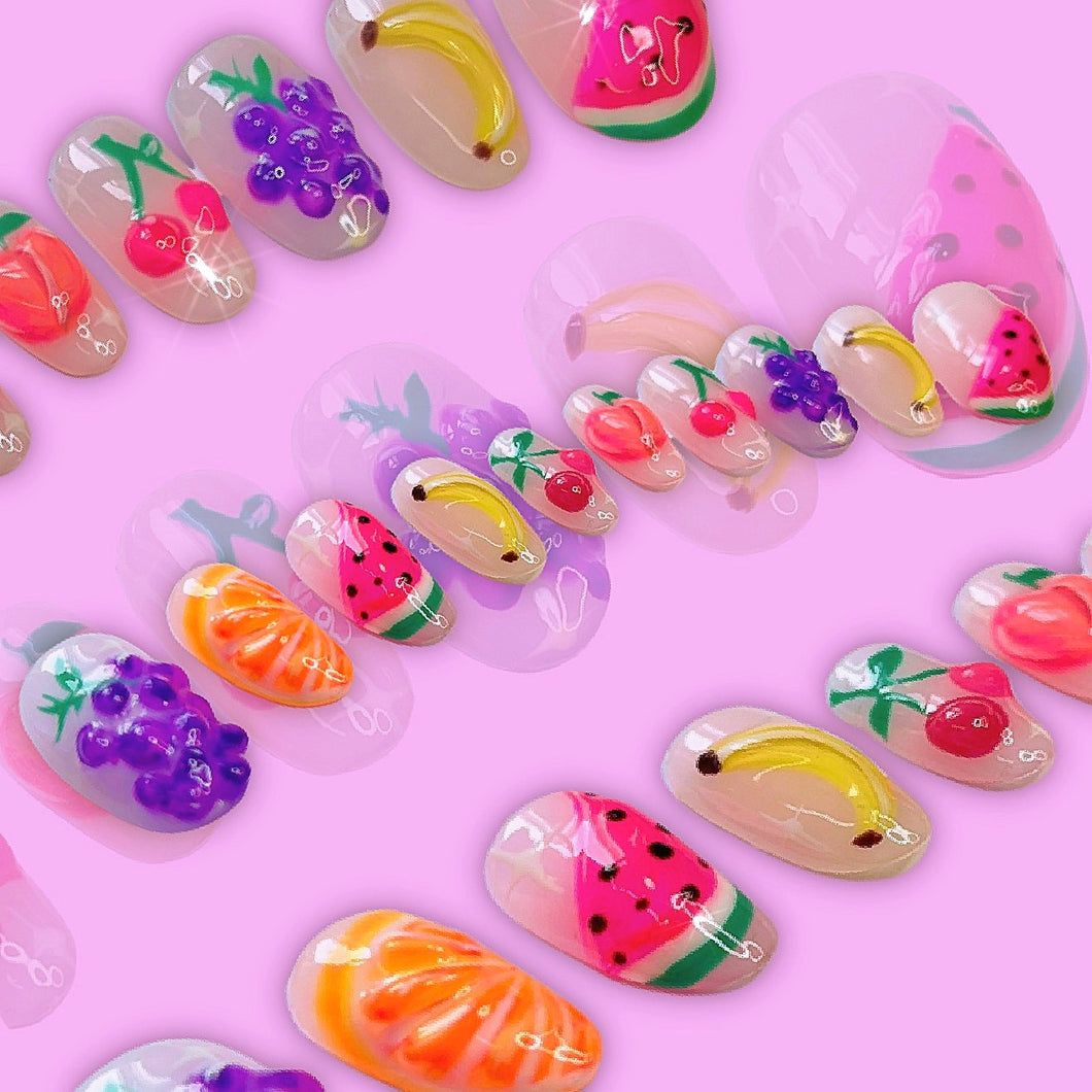 Juicy Fruit - 3D Luxury Press On Nail Set - Super Deluxe Nail art Collection 004