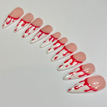 Load image into Gallery viewer, Blood Drip French Tip Luxury Press-On Nails - Colourpop Collection
