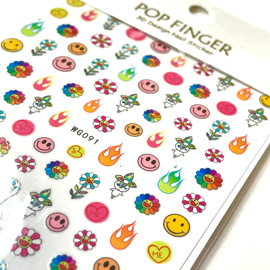 Murakami Daisy Multicolour Nail Stickers / Decals