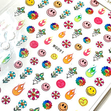 Load image into Gallery viewer, Murakami Daisy Multicolour Nail Stickers / Decals
