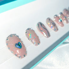 Load image into Gallery viewer, Mochi - Glitter Jelly Pink Luxury Press On Nail Set - Deluxe Collection 006 /
