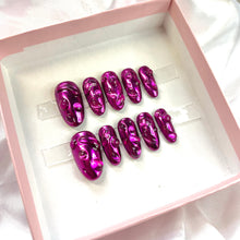 Load image into Gallery viewer, Pink Chrome 3D - Chrome Pink Luxury Press On Nail Set
